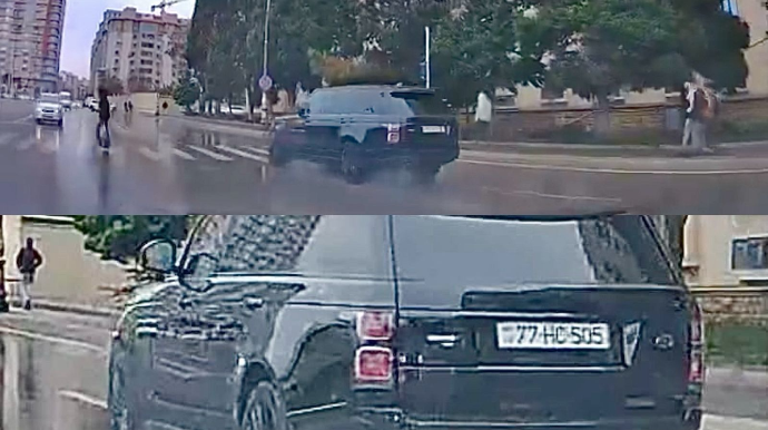 Yağışlı havada öz kefi ilə qırmızı işıqda keçən sürücü - 77-HC-505 - VİDEO