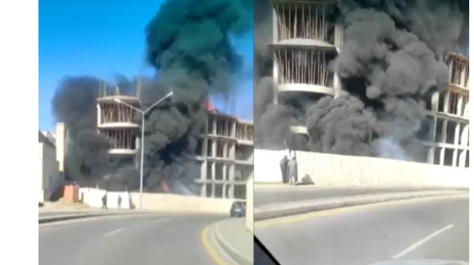 В Баку потушен пожар в строящемся здании ОБНОВЛЕНО   - ВИДЕО 