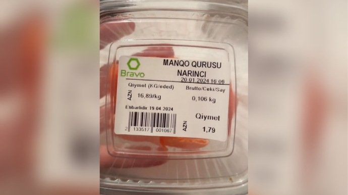 "Bravo" marketdə köhnə məhsula yeni etiket yapışdırıb satışa çıxartdılar - VİDEO