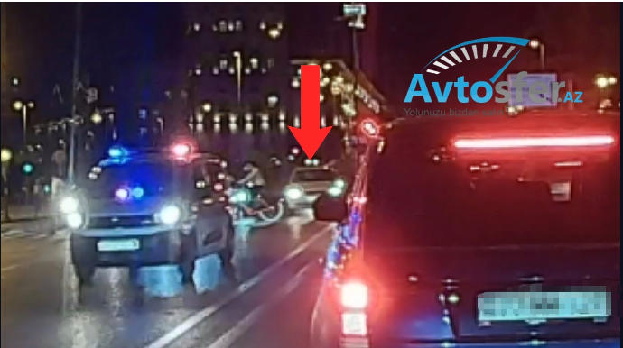 В Баку водитель проехал на красный свет вслед за оперативным транспортным средством - ВИДЕО