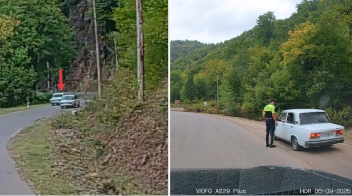 Yol polisi əks istiqamətə çıxıb ölümə gedən sürücünü saxladı  - VİDEO
