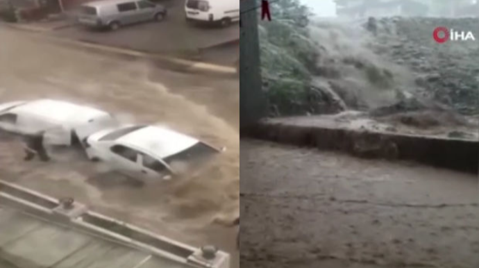 Yağış suları Ankaranı yudu: Avtomobillər sel sularının altında qaldı – VİDEO 