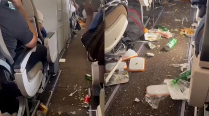 Portuqaliyaya uçan təyyarədə qorxulu anlar: Çox sayda yaralı var - VİDEO 