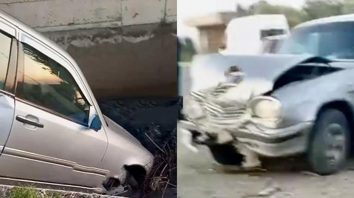Zərdabda qəza: “Mercedes” kanala düşdü, sürücü yaralandı   - VİDEO