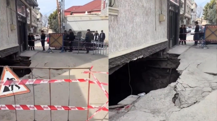 Kanalizasiya xəttinin üstündə tikilən ev magistral su borusunu partladıb – RƏSMİ - VİDEO