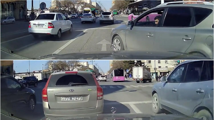 Qayda pozan sürücü təhlükə yaradıb görün özünə necə haqq qazandırdı   - VİDEO