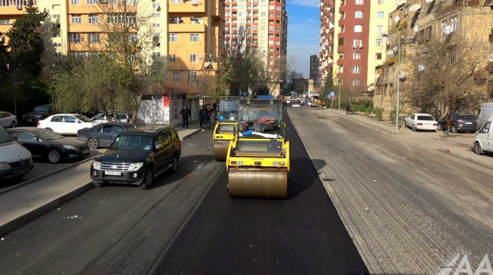 Bakının Elşən Süleymanov küçəsinin bir hissəsi təmir edilir  - FOTO - VİDEO