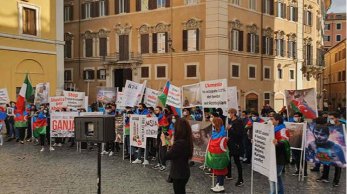 İtaliyadakı Azərbaycan diasporu ayağa qalxdı  - FOTO