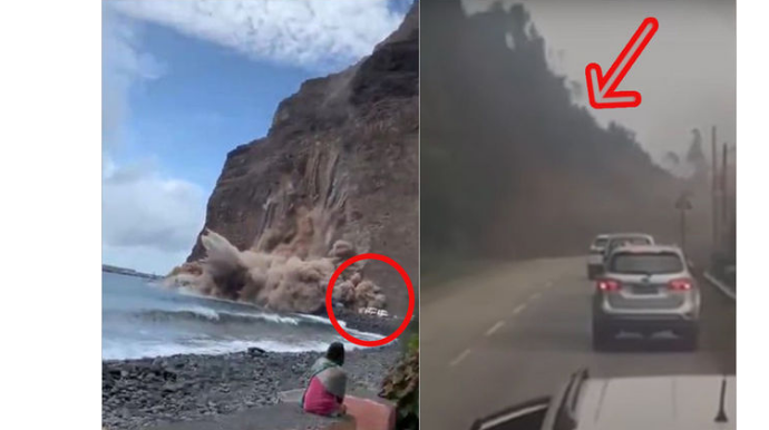 Dəhşətli kadrlar: Qayalar maşınların üstünə uçdu - VİDEO