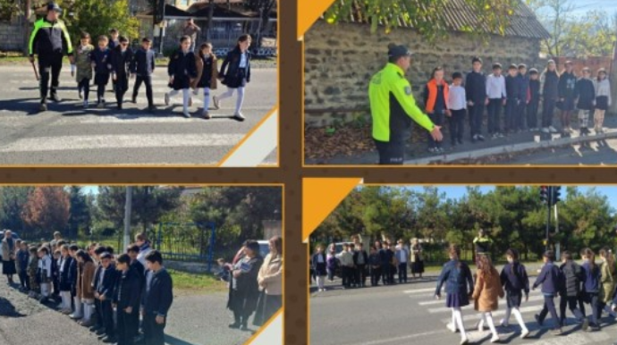 Qaxda yol polisi azyaşlı piyadaları maarifləndirib - FOTO