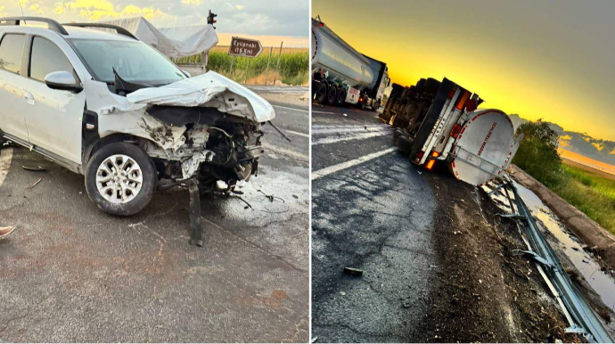 Yanacaq daşıyan tanker avtomobillə toqquşdu: 6 nəfər yaralandı - VİDEO 