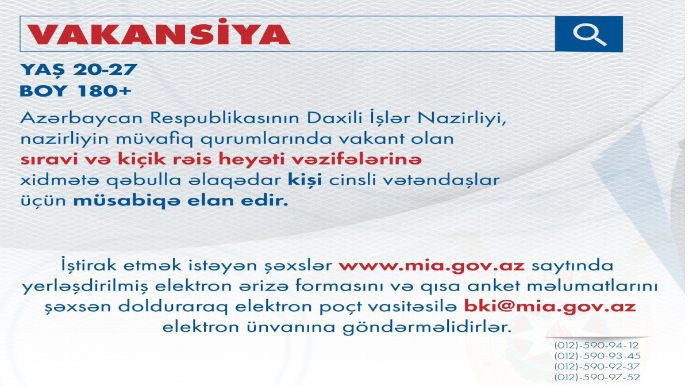 DİN vakansiya elan etdi 