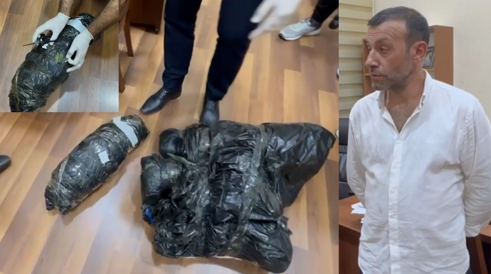 Səbaildə saxlanılan narkokuryerdən 10 kiloqram marixuana aşkarlandı - VİDEO
