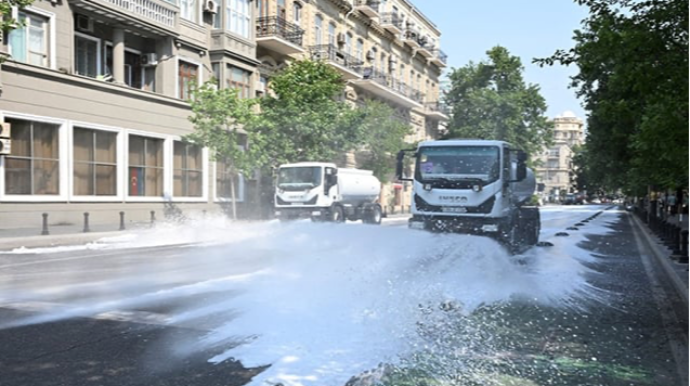 Bakıda növbəti geniş təmizlik işləri aparıldı - FOTO