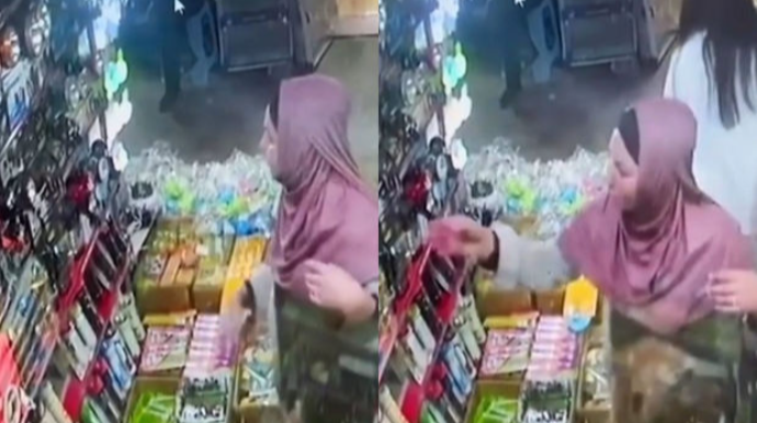 Qadının piştaxtadan oğurluq anı kameraya düşdü - VİDEO 