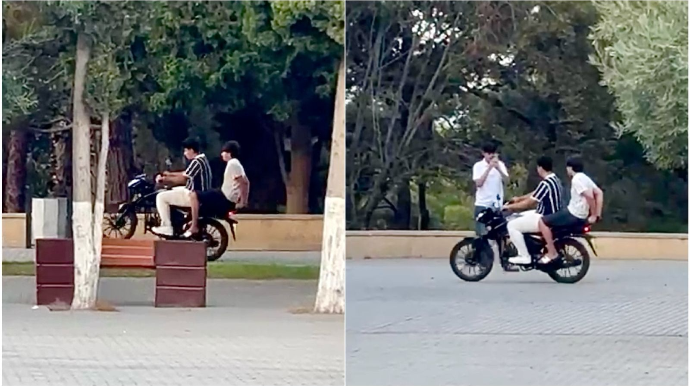 “Göyərçin” parkında mopedlə “şou” göstərən  yeniyetmə təhlükə və narazılıq yaratdı   - VİDEO