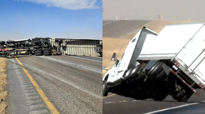 Yandan əsən külək avtomobili belə aşırdı – REAL VİDEO  