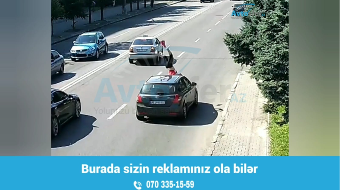 Yolu qaçaraq keçən piyadanı maşın belə vurdu - DƏHŞƏTLİ VİDEO