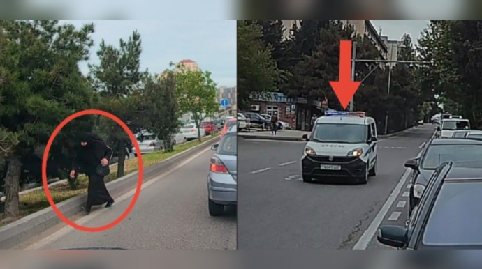 Dilənçi qadın gömrüyün maşınını görüb qorxub qaçdı - VİDEO