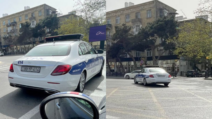 В Баку сотрудник дорожной полиции несколько раз нарушил ПДД  - ФОТО