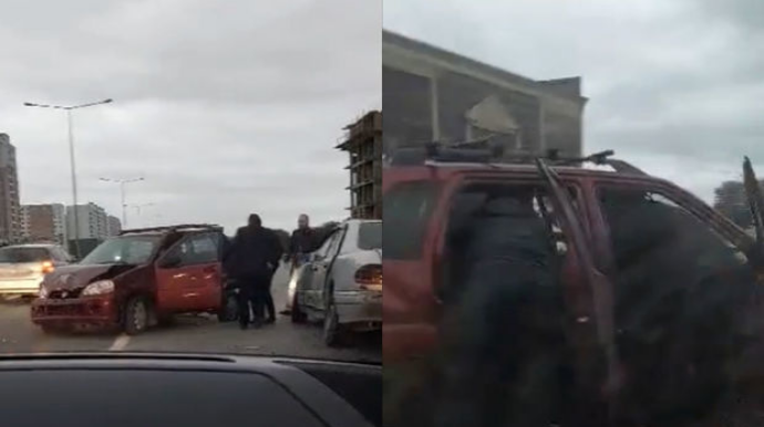 На дороге Баку - Сумгайыт произошла цепная авария, есть пострадавшие  - ВИДЕО