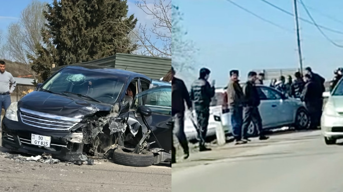 Füzulidə iki avtomobil toqquşdu – Xəsarət alanlar var   - VİDEO