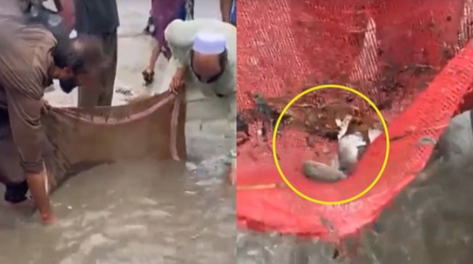 Leysandan sonra küçənin ortasında balıq tutan pakistanlılardan maraqlı görüntülər – VİDEO 