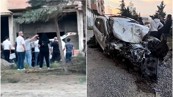 Qadın sürücü maşını yoldan çıxarıb tanınmaz hala saldı; yaralandı - 90-EC-232 - VİDEO 