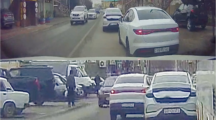 Masazırda özünə yer tapa bilməyən sürücü ard-arda qaydaları pozdu   - VİDEO