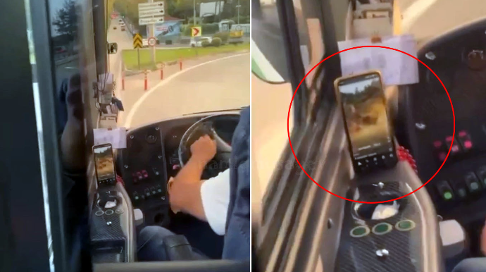 Avtobus sürücüsü sükan arxasında videoya baxdı: Sərnişinlər isə ...  - VİDEO 