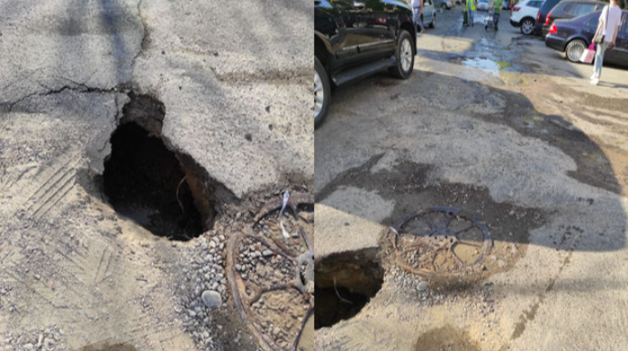 Bakıda yol bir həftə ərzində ikinci dəfə çökdü   - FOTO