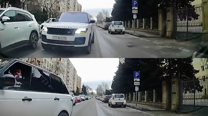 Bakıda “Range Rover” sürücüsü əks yola çıxıb qalmaqal yaratdı - VİDEO