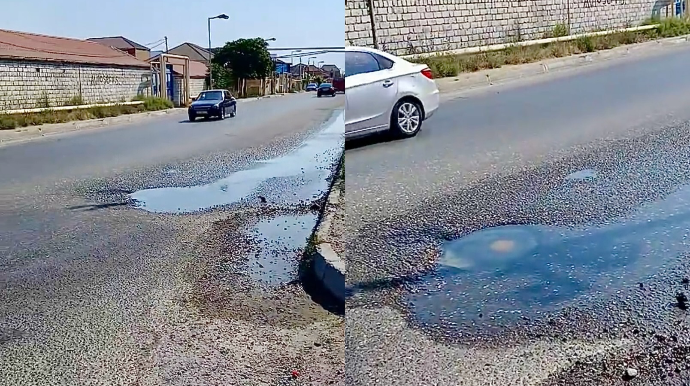 Gölməçənin altında gizlənən təhlükə: Gündə 20-30 avtomobil bu çuxura düşür   - VİDEO
