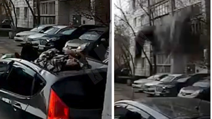 Pəncərə silən 80 yaşlı qadın 6-cı mərtəbədən maşının üzərinə düşdü; sağ qaldı - VİDEO 