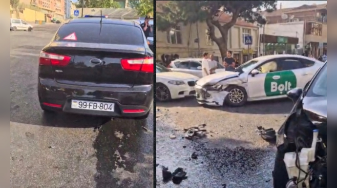 Bakıda tormozu olmayan təlim maşını qəzaya düşdü: Azyaşlı xəsarət aldı - VİDEO