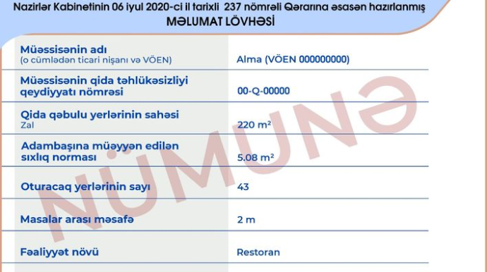 AQTA ictimai iaşə müəssisələrinə çağırış edib
