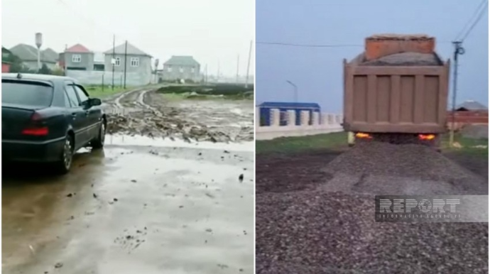Cəlilabadda bərbad vəziyyətə düşən məktəb yolu bərpa edildi  - FOTO