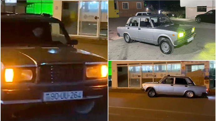 “VAZ”ın damına sayrışan işıq quraşdırıb qabağı göydə sürür - 90-UU-264 - VİDEO