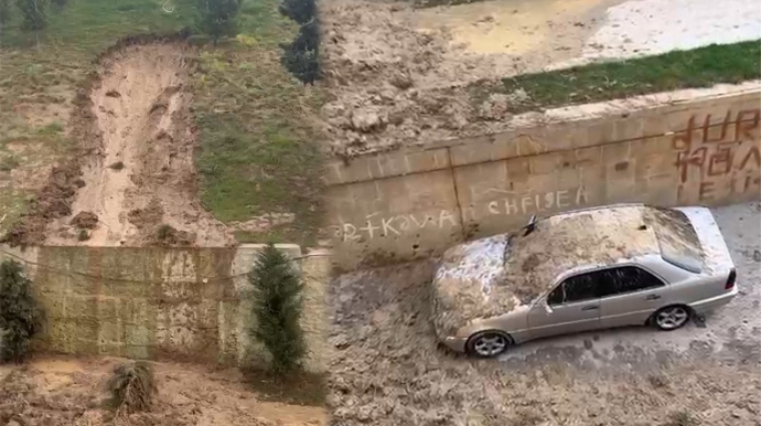Bakıda poliklinikanın həyətində torpaq sürüşməsi - VİDEO   - YENİLƏNİB