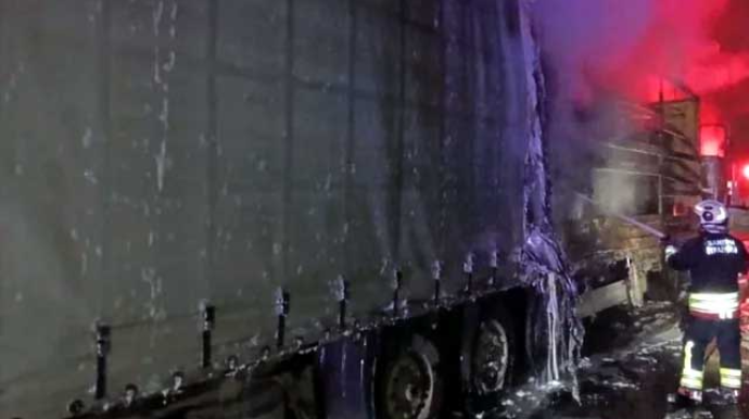 Türkiyədə Azərbaycan nömrəli yük avtomobili yanaraq kül oldu - FOTO 