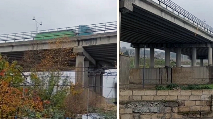 Şabran körpüsünün ətrafındakı bəzi evlər qəzalı vəziyyətə düşüb - FOTOLAR