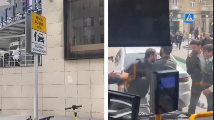 Bakıda avtobus sürücüsü taksiyə siqnal verdi; dava düşdü - Polis işə qarışıb - VİDEO 