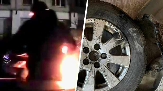 Sərxoş tutulub cərimə edilən sürücü yol polisi rəisinin maşınını yandırdı - VİDEO 