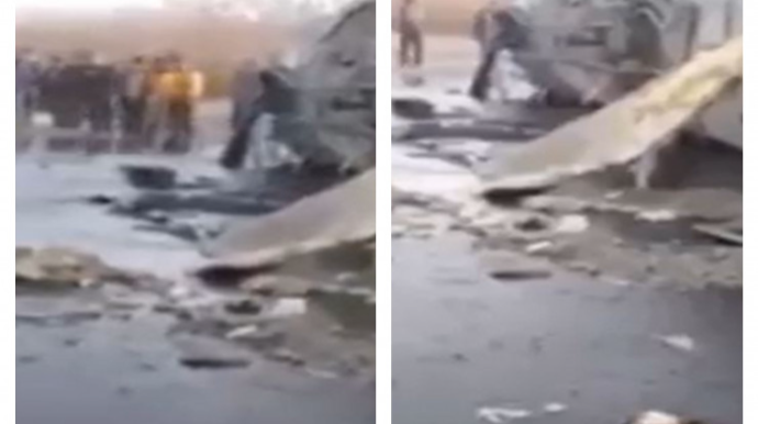 Azərbaycanda maşın aşıb yolu "qırladı"- VİDEO 