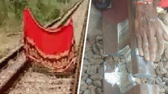 Женщина с помощью красного сари спасла поезд от крушения