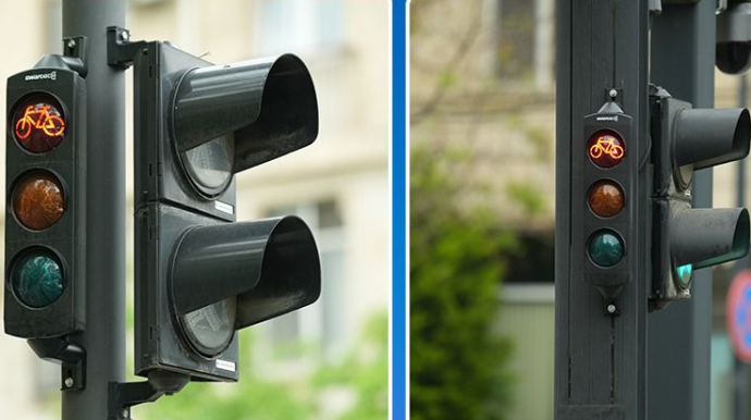 Svetoforlara 53 ədəd velosiped bölmələri quraşdırıldı - FOTO