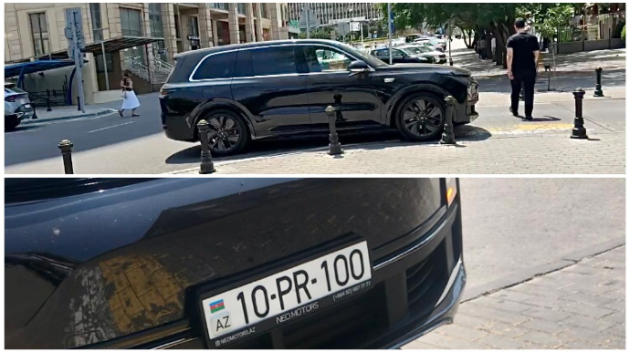 Bahalı nömrəli maşınını  keçiddə saxlayıb piyadalara çətinlik yaratdı  - VİDEO