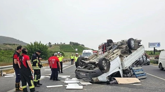 Qusarda yük maşını aşdı - VİDEO
