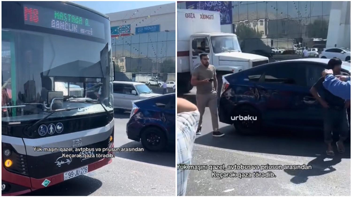 Sabunçuda zəncirvari qəza: “Qazel” sürücüsü üç maşını vurub əzdi    - VİDEO