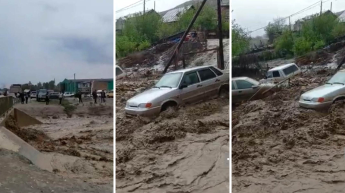 Goranboya sel gəldi, avtomobilləri apardı   - FOTO